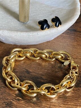 Monet Jewelry Gold Tone Bracelet and Earrings set